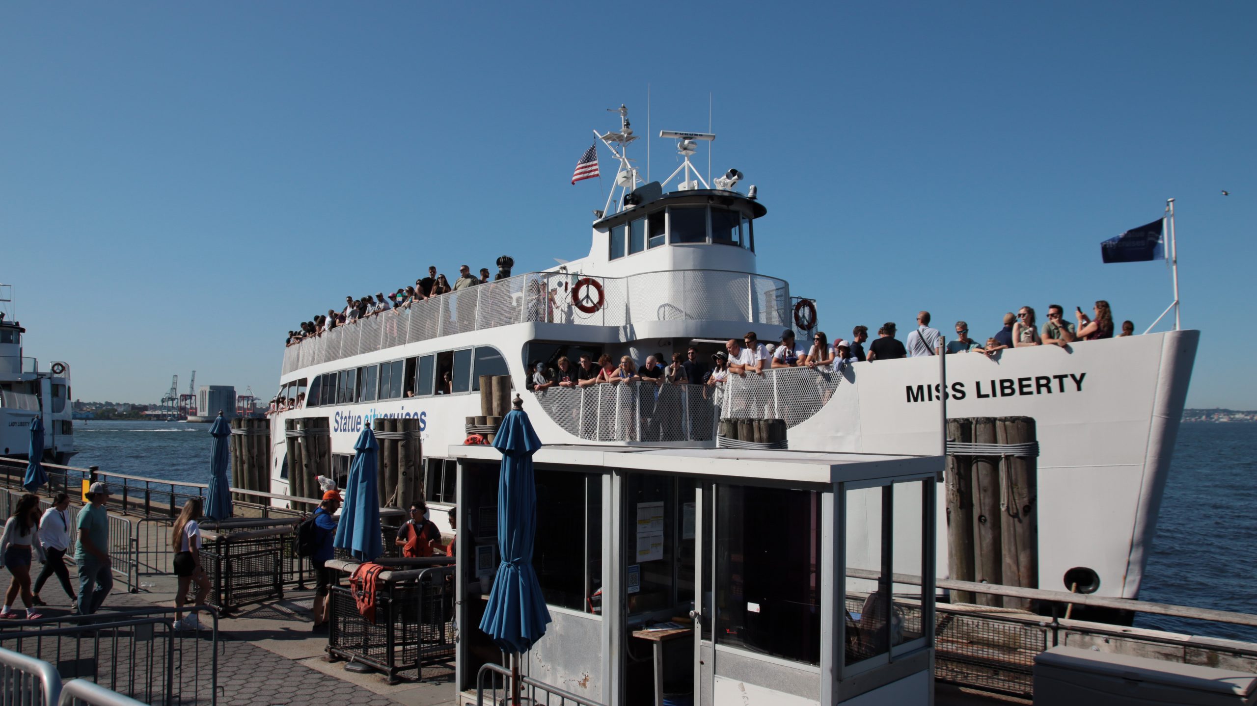 Side shot of cruise boat during Statue of Liberty and Ellis Island tour