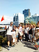 Tour Guide with Group on Hudson Yards tour