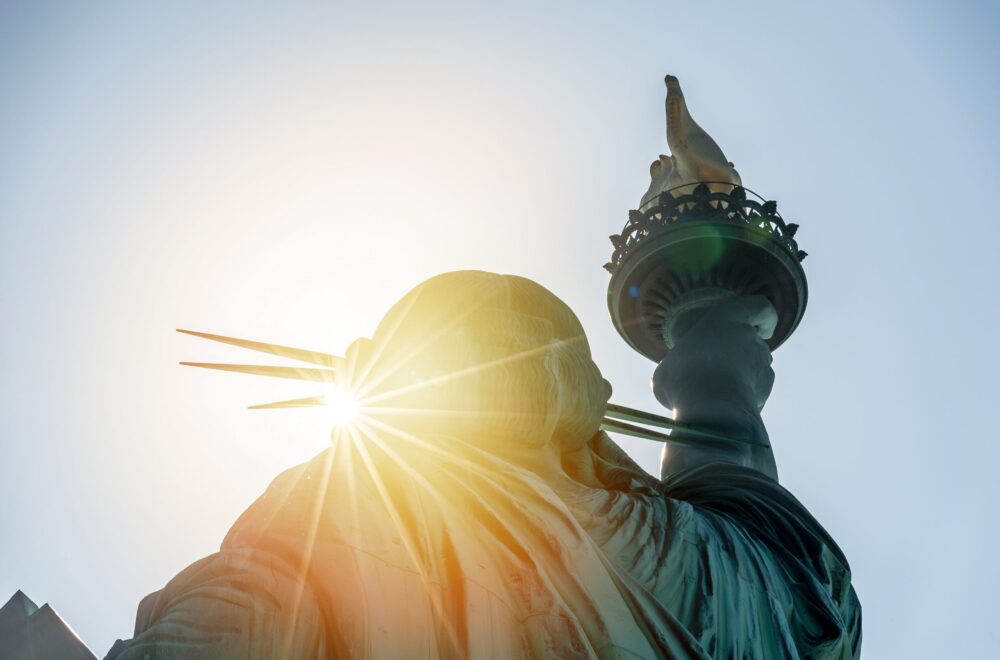 Statue of Liberty at sunset