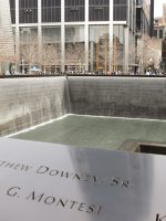 Close up of 911 Memorial in NYC
