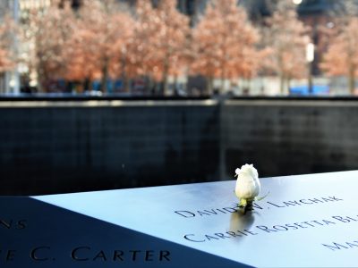 Ground Zero memorial as it might show on a corporate team-building tour of NYC
