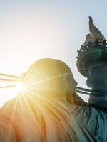 Sunlight on Statue of Liberty monument