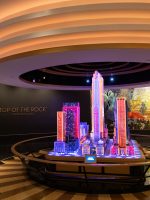 Cityscape artwork in Welcome Gallery of Rockefeller Center