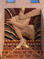 Gold Lion Statue in Rockefeller Plaza in New York City