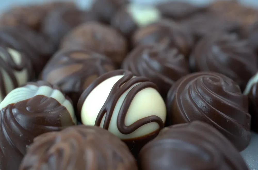 Close up of gourmet chocolate truffles