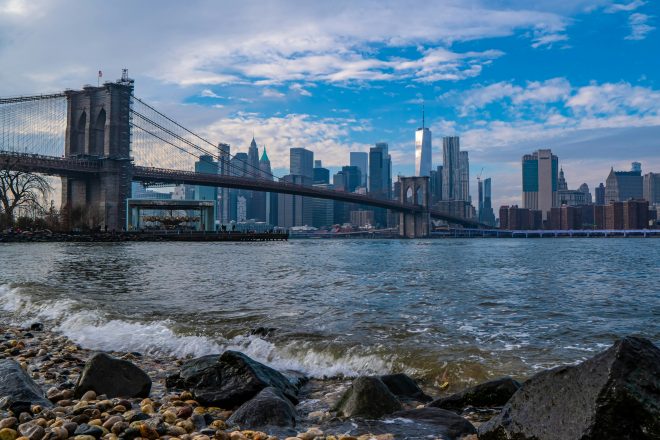 View of New York City over water