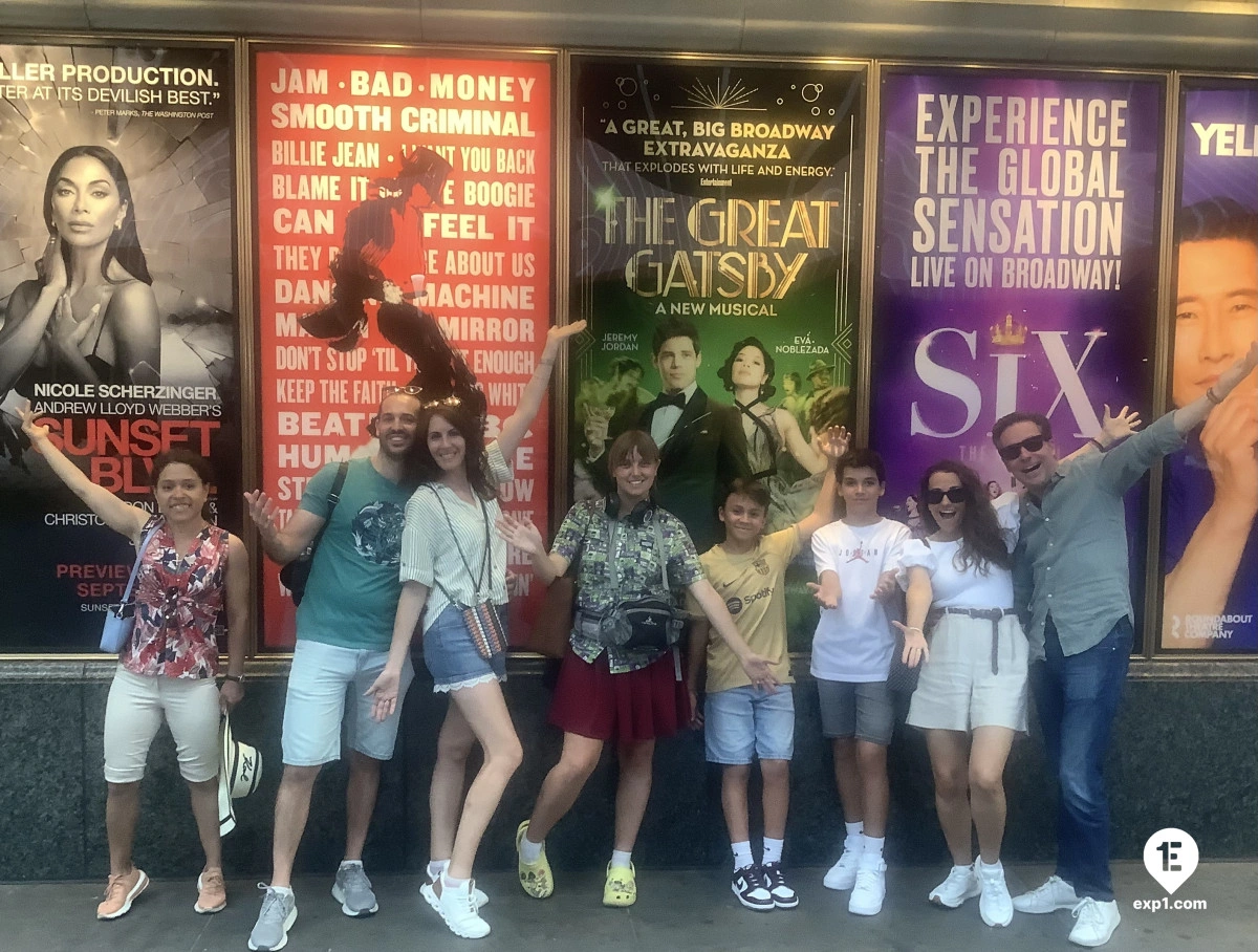 Broadway and Times Square Insider Tour Group Photo in New York City
