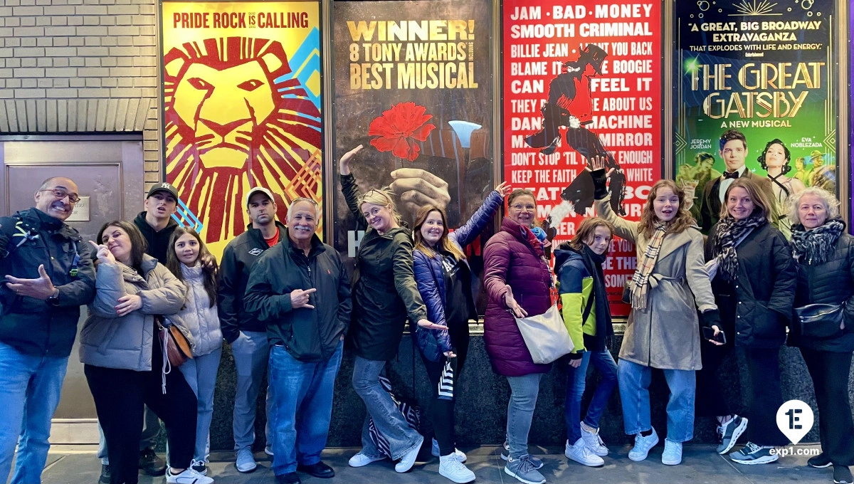 Broadway and Times Square Insider Tour Group Photo in New York City