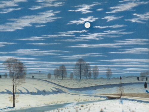 Winter Scene in Moonlight by Henry Farrer