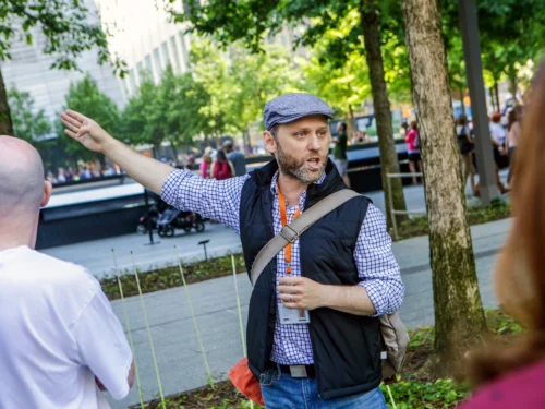 Tour Guide during 9/11 Ground Zero memorial walking tour