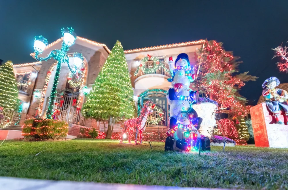 Christmas lights in Dyker Heights neighborhood on NYC Christmas tour