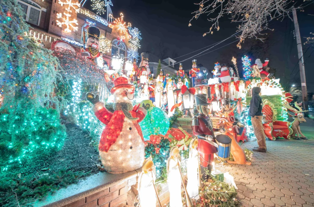 Christmas decorations in Dykers Heights, New York, during Dyker Heights tour