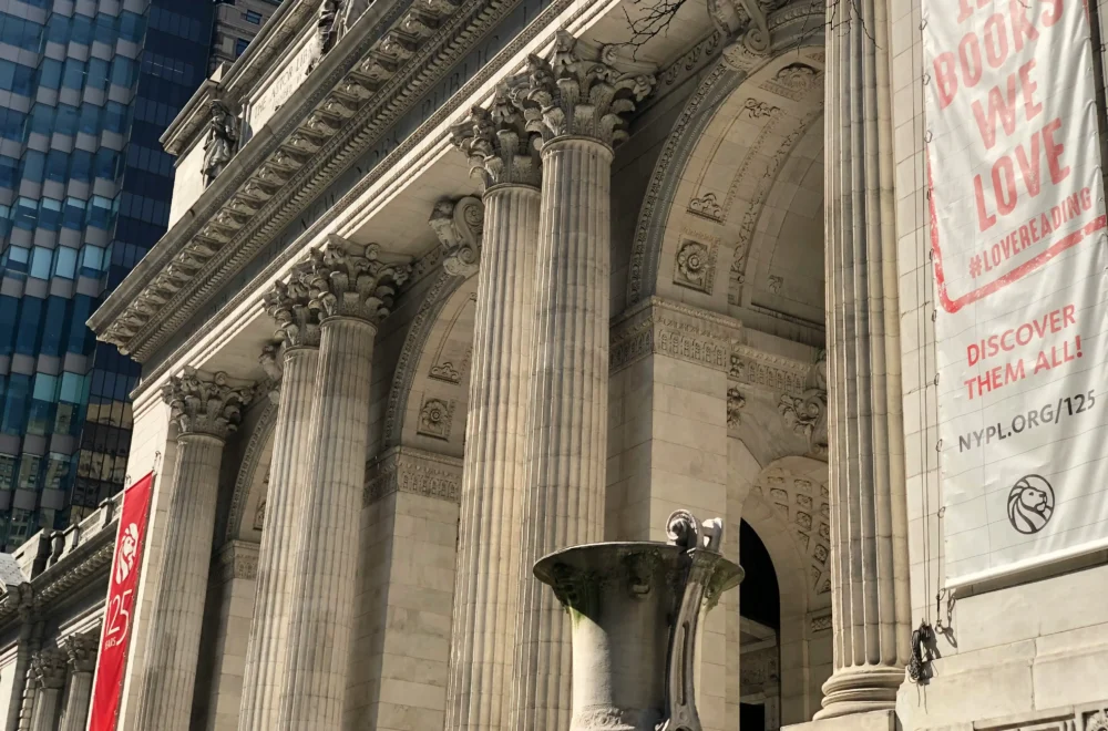 Close up of New York Public Library during NYC Architecture tour