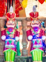 Unique ornaments on Dyker Heights Christmas lights tour