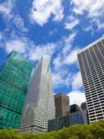 View of Skyscrapers from Bryant Park in NYC