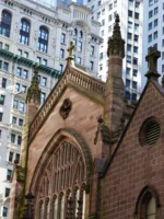 A beautiful juxtaposition of Trinity Church’s gothic architecture against the backdrop of modern skyscrapers in New York City