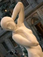 A white sculpture of a lady at the Metropolitan Museum of Art