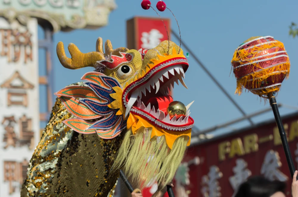 Chinese dragon in Chinatown during private Beyond Manhattan guided tour
