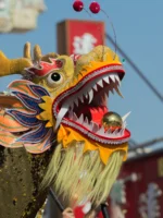Chinese dragon in Chinatown during private Beyond Manhattan guided tour