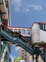 Famous stairs to 125 Street Subway Station in Harlem, New York City