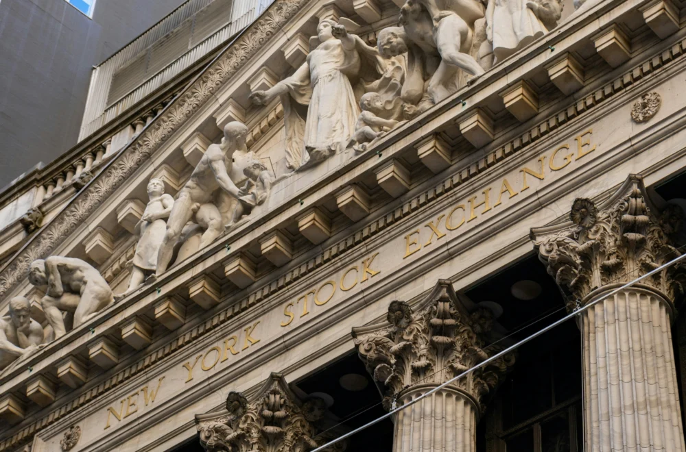New york stock exchange building facade with columns