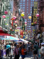 People walking down Chinatown in New York City
