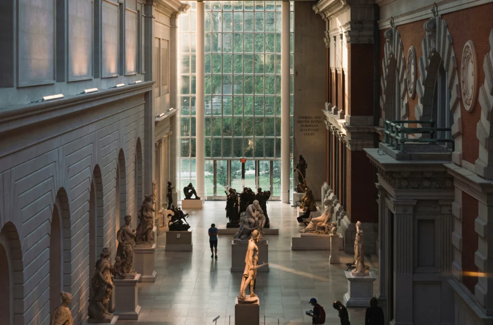 Room of statues in The Met during private NYC guided tour