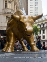 The Charging Bull statue during Premium Financial Crisis Tour in NYC