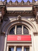 View of the Met entrance sign during The Met and Central Park prviate guided tour