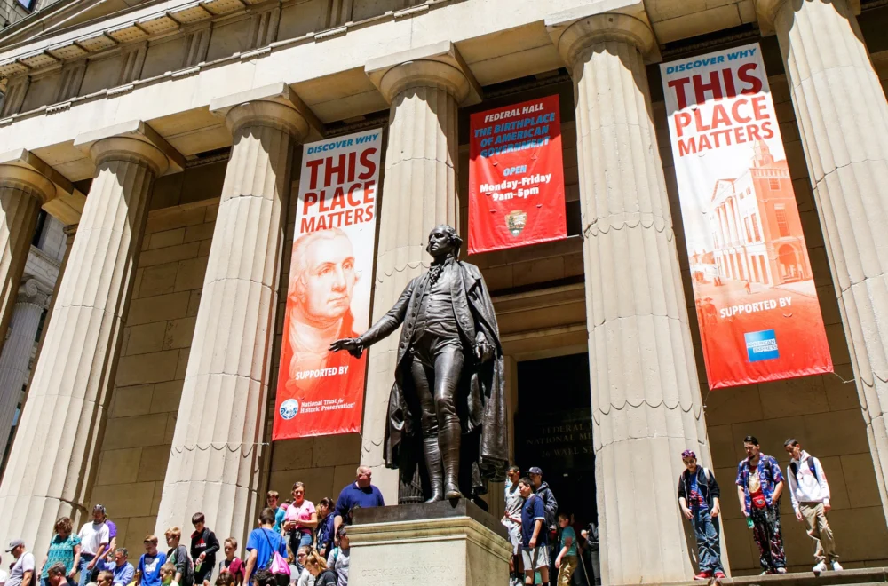 Washington in front of Federal Hall