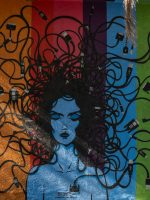 Las Vegas mural of woman with cables as hair