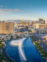 View of the Bellagio Fountains and The Strip in Las Vegas