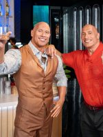 Dwayne The Rock Johnson with his figure at Madame Tussauds in Las Vegas