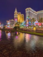 LAS VEGAS, USA - APRIL 22, 2014: Night view of The Venetian Resort Hotel and Casino in the Strip of Las Vegas.