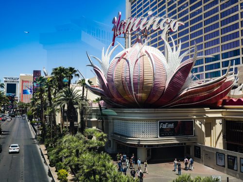 View of Flamingo Sign during Mid-Strip Tour in Las Vegas.JPG