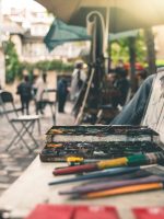 Close up of Art at Place du Tertre - Paris