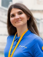 Tour guide portrait during guided tour in Paris France