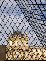 palace seen from inside the louvre pyramid