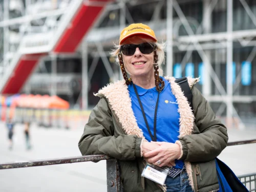 Tour guide during Le Marais walking tour in Paris