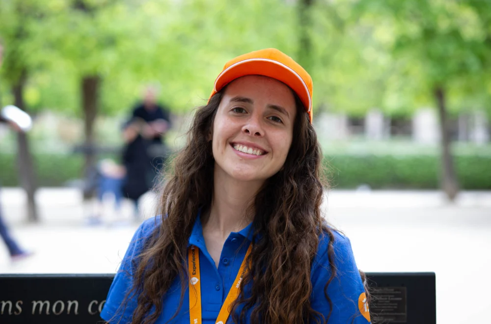 Tour guide portrait during walking tour in Paris