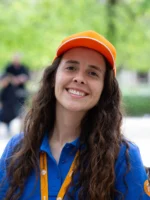 Tour guide portrait during walking tour in Paris