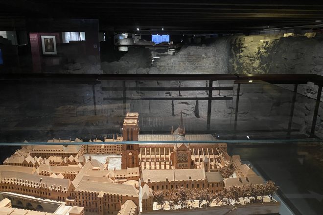 Crypt display shown near Notre Dame in Paris