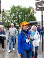 Tour Guide leading group during Notre-Dame Outdoor Walking Tour