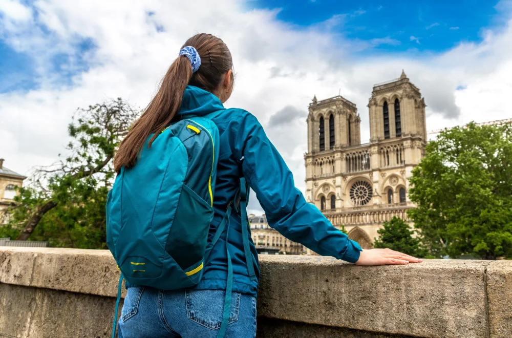 Tourist looking at Notre-Dame
