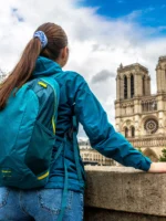 Tourist looking at Notre-Dame