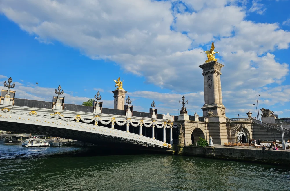 View of bridge during Seine River guided tour in Paris
