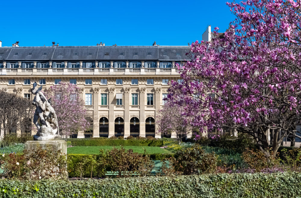 Jardin du Palais Royal in bloom on Paris walking tour