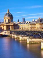 Pont des Arts leading towards Institut de France, Paris, France