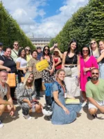 Unofficial Emily in Paris Tour group shot at Palais-Royal Garden