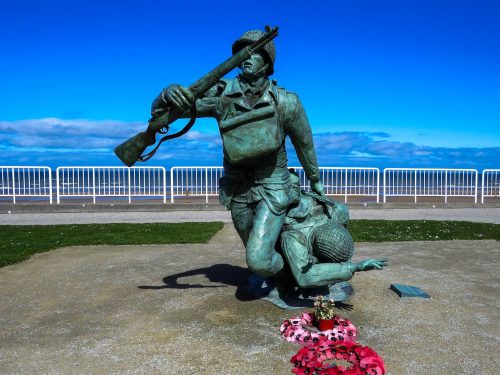 D-Day soldier statue on guided tour of Normandy